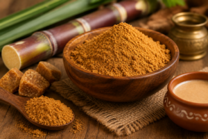 Infographic showing common jaggery powder buying and storage mistakes with proper storage tips.