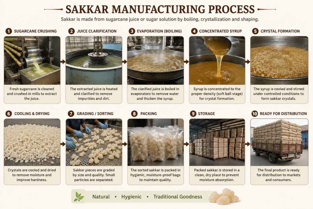 Process of making sakkar from sugarcane juice