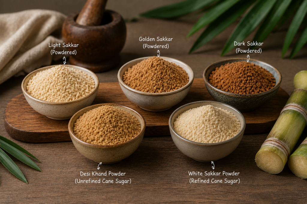 Sakkar powder in different colors