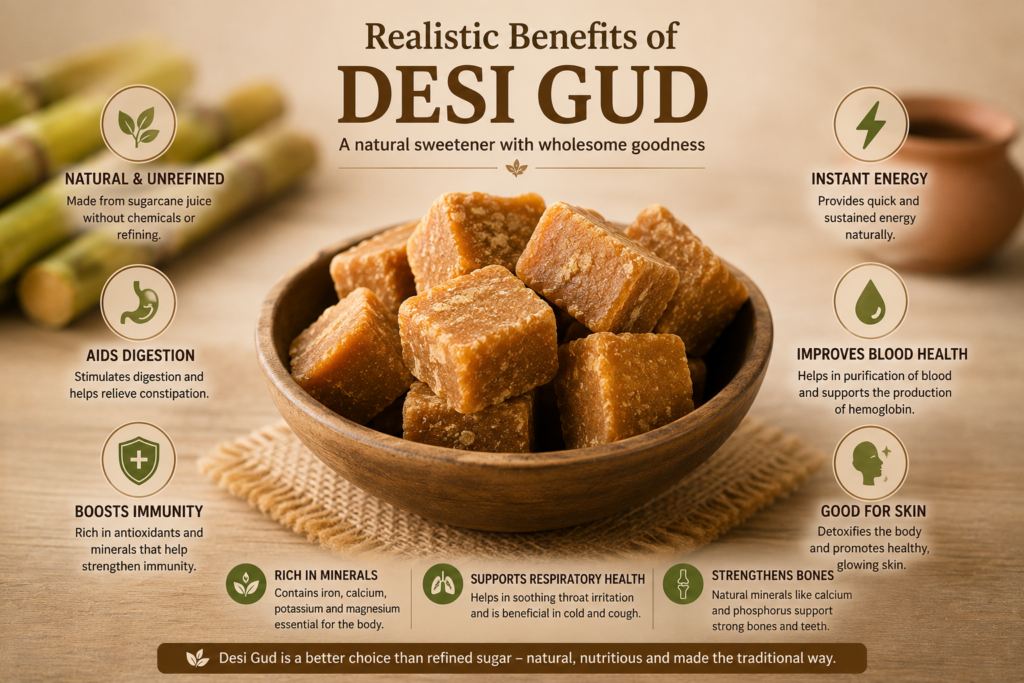 Practical benefits and traditional uses of desi gud