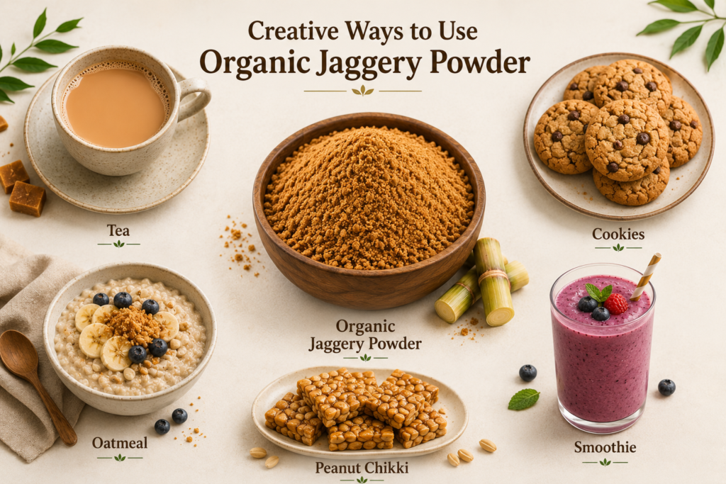 Creative everyday recipes made with organic jaggery powder
