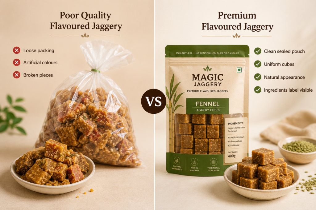 How to identify good quality flavoured jaggery