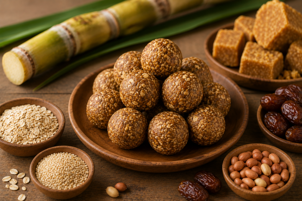 Homemade natural jaggery energy balls recipe