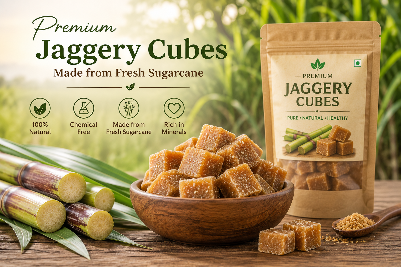 Premium jaggery cubes online made from fresh sugarcane