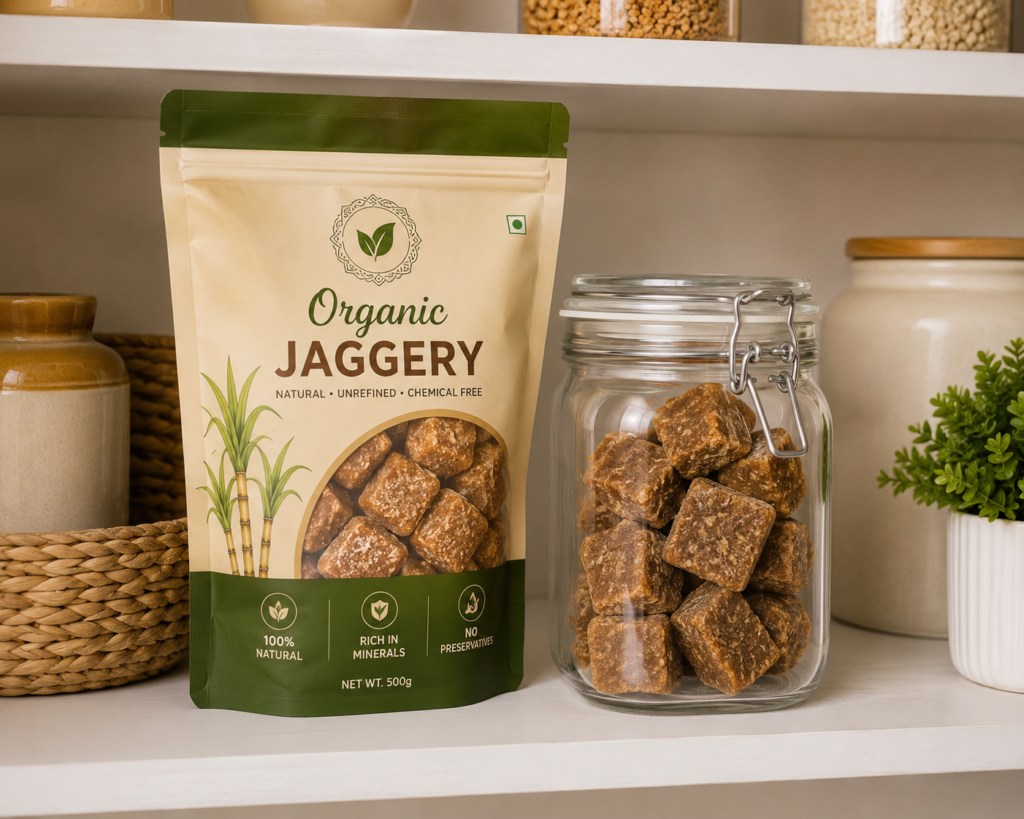 Proper storage of jaggery in airtight container