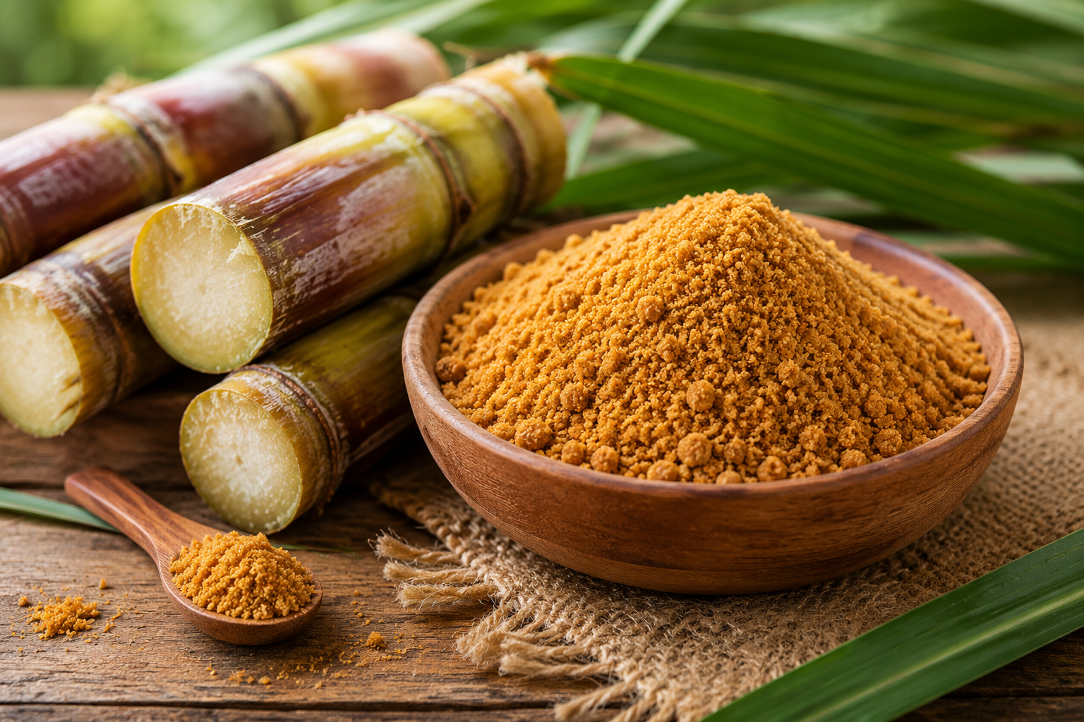 Best jaggery powder made from fresh sugarcane with natural golden brown color