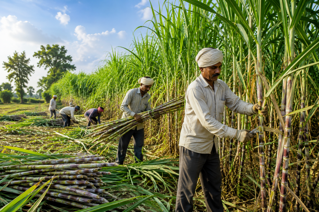 Sugarcane farm supplying organic jaggery